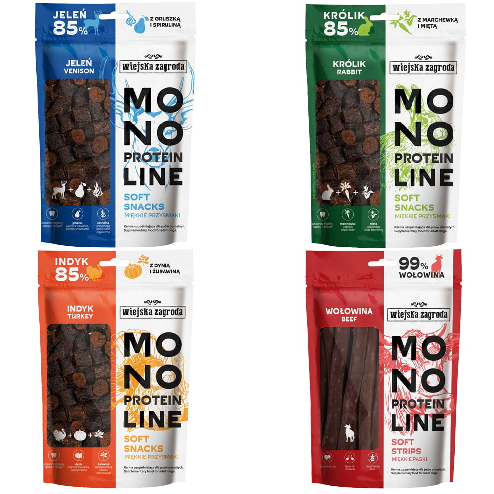 Wiejska Zagroda Przysmak dla psa Monoproteinowe Przysmaki (dorosły) 4x115g